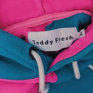 Teddy fresh pink and blue color block hoodie